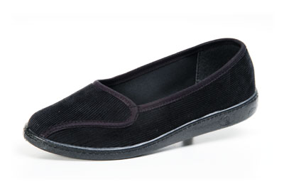 Туфли текстильные (вельвет) девичьи, черные, ПВХ М11в/д Атлантис