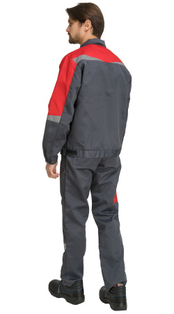 Костюм "Монтана" с полукомбинезоном (т.серый/красный) (Рейнир) (ЧЗ)