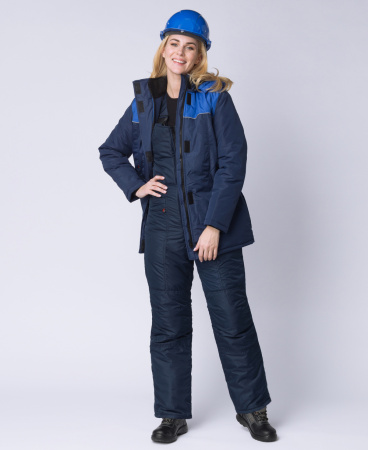 Куртка зимняя женская Снежана (тк.Таслан), т.синий/васильковый (ЧЗ)