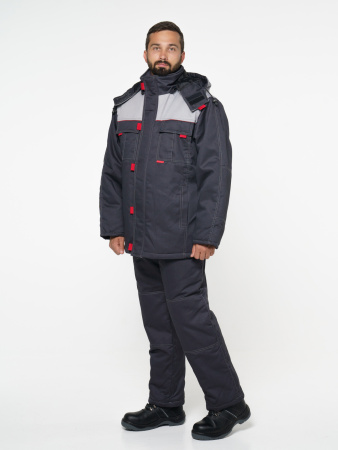 Костюм "Фаворит" зимний: куртка дл., брюки тёмно-серый с серым