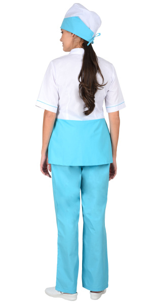 Костюм "Стефани" женский: куртка, брюки, колпак белый со светло-бирюзовым (ЧЗ)