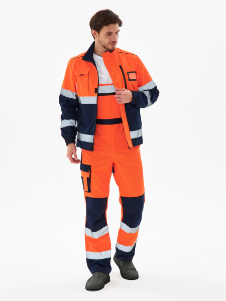 Костюм сигнальный ProfLine Specialist-2 МВО (тк.Смесовая,240) п/к, оранжевый/т.синий