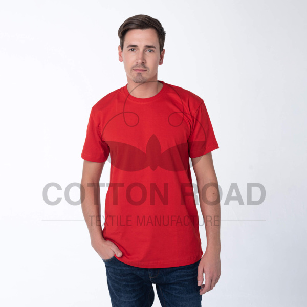 Футболки МУЖСКИЕ трикотажные (состав: 100% х/б); плотность 180 гр/м² (18-1664) (Красный) (ЧЗ)