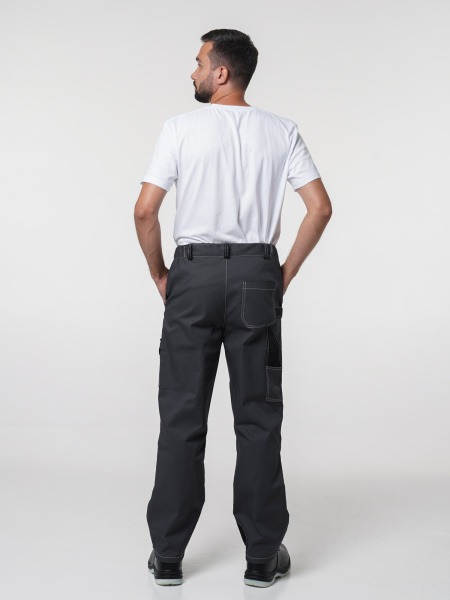 Брюки рабочие мужские №116 серый с черный, СОП, ткань Rodos