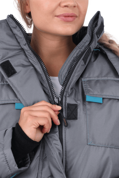 Костюм ГАЛАКТИКА зимний, серый-бирюза, женский (Куртка+брюки) Кос 487 (ЧЗ)