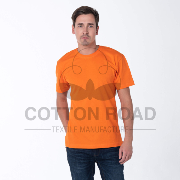 Футболки МУЖСКИЕ трикотажные (состав: 100% х/б); плотность 180 гр/м² (16-1367) (Оранжевый) (ЧЗ)