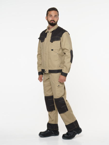 Куртка "Вест-Ворк" короткая, бежевая с черным (ЧЗ)