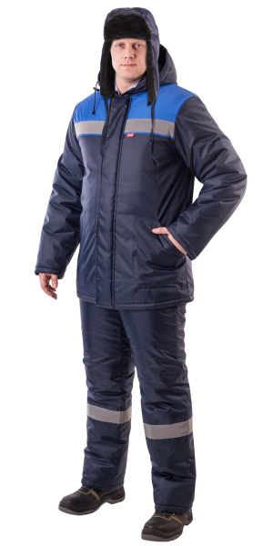 Шапка-ушанка "ЛЮКС" синяя (тк. Оксфорд)