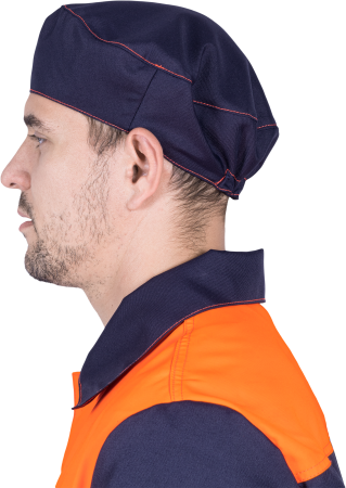 Костюм ХИМОС противокислотный, куртка, брюки, берет, темно-синий/оранжевый