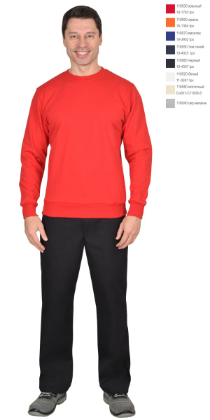 Толстовка-футер дл. рукава красная, рукав с манжетом, пл.240 г/кв.м (ЧЗ