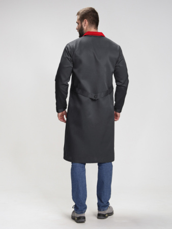 Халат мужской Технолог (тк.Смесовая,210), т.серый/красный Факел