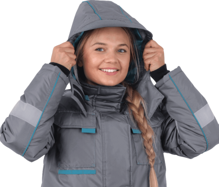 Костюм ГАЛАКТИКА зимний, серый-бирюза, женский (Куртка+брюки) Кос 487 (ЧЗ)