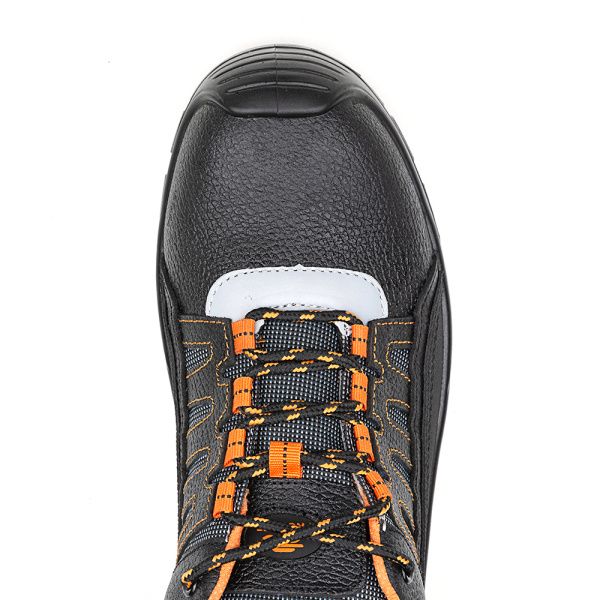 Полуботинки мод. 723Т, ПУ/ТПУ, кожа+текстиль, черный/оранжевый