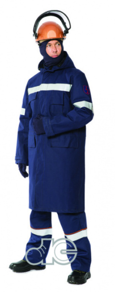 Плащ термостойкий "Энергия",тип ПВУ-1, цв.серый на пуговицах с СОП от эл.дуги до 45,3 кал.см.кв