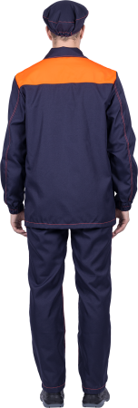 Костюм ХИМОС противокислотный, куртка, брюки, берет, темно-синий/оранжевый