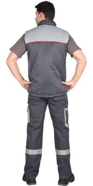 Жилет "ФАВОРИТ" мужской  тёмно-серый с серым (ЧЗ)