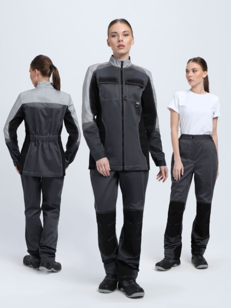 Костюм женский Вектрон-1 (тк.Смесовая,240) брюки, т.серый/св.серый/черный