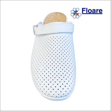 Сабо мужские, белые, арт. 95480108 ИОНЕЛ нат. кожа, стелька пробка,  Молдшуз