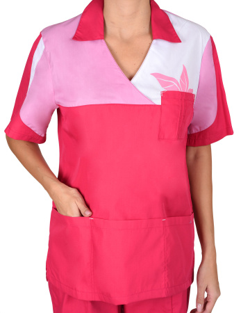 Костюм "Лотос" женский: куртка, брюки сливовый с тепло-розовым (ЧЗ)