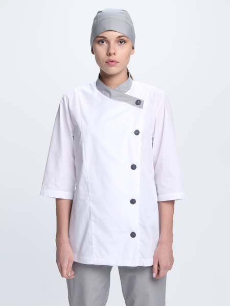 Костюм женский Канди (тк.ТиСи,120), серый/белый (ЧЗ)