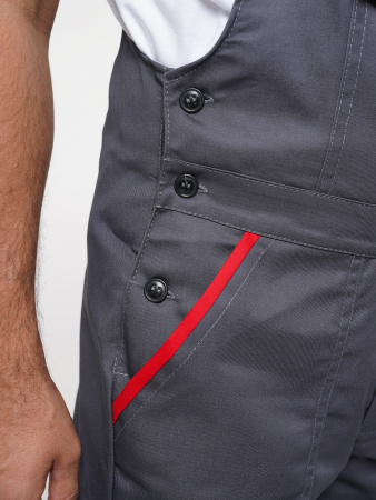 Костюм рабочий мужской №112 (куртка, полукомбинезон) тёмно-серый с красным (ЧЗ)