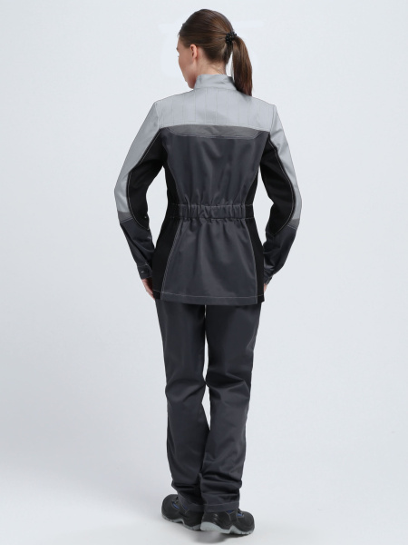 Костюм женский Вектрон-1 (тк.Смесовая,240) брюки, т.серый/св.серый/черный