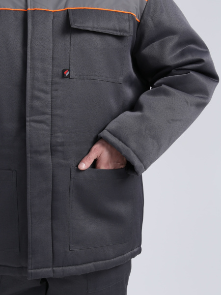 Костюм зимний Труженик-Ультра СОП (тк.Смесовая,210) брюки, т.серый/оранжевый