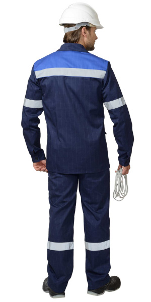 Костюм "Сургут" летний: куртка, п/комб. тёмно-синий с васильковым и СОП