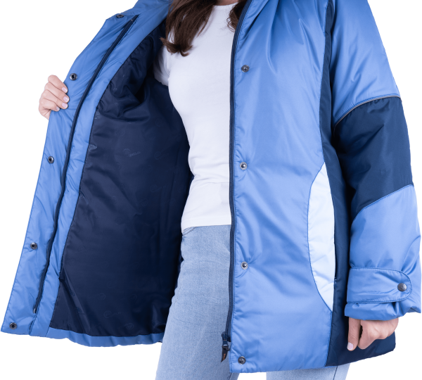 Куртка ВИРАЖ зимняя, василёк-т/синий, женская Кур 671 Дьюспо, пл. 90 г/м² (ЧЗ)