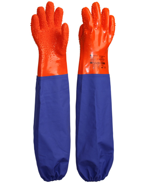 Перчатки РЫБАК ЛОНГ-SP (интерлок+ПВХ с крошкой, с нарукавником дл.26+40см)